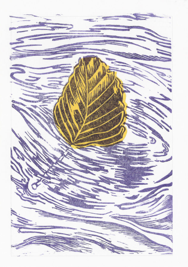 Drifting Beech Leaf - Violet On Yellow