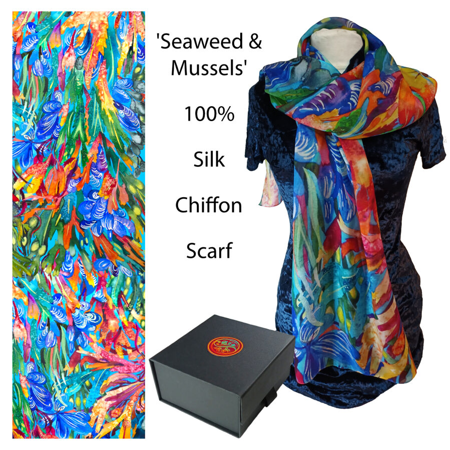 Seaweed & Mussels 100% Silk Chiffon