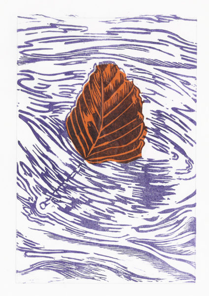 Drifting Beech Leaf - Violet On Orange