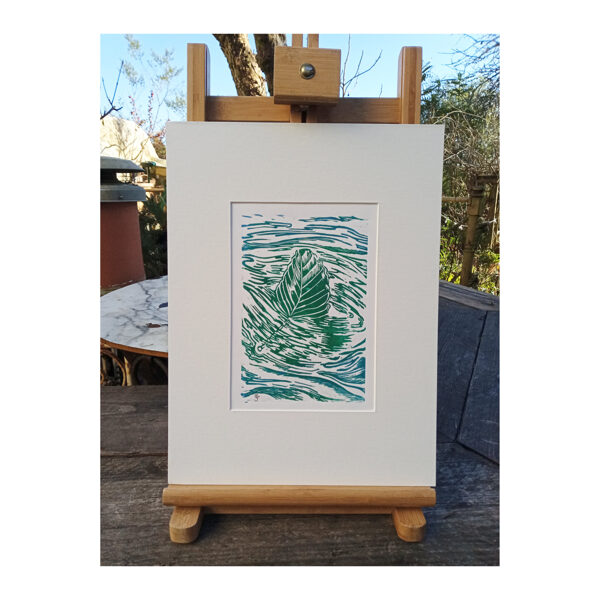 Drifting Beech Leaf - Green & Turquoise On Cartridge Paper